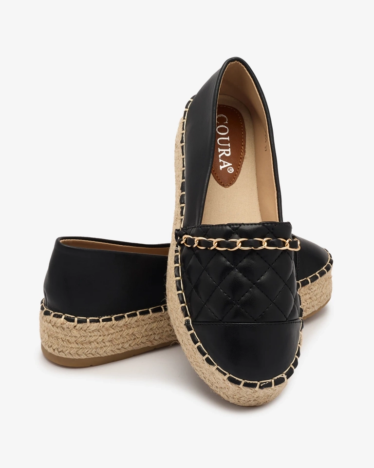 Espadrilles compensées pour femmes en noir Liggos- Footwear