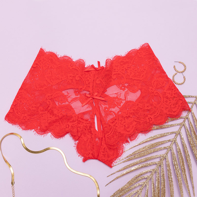 Boxer femme dentelle rouge GRANDE TAILLE - Sous-vêtement