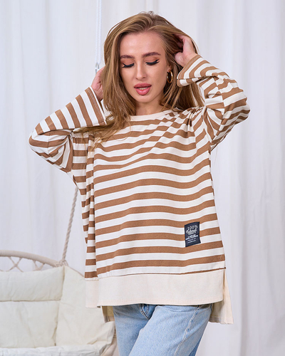 Royalfashion Chemisier long pour femme à rayures marron