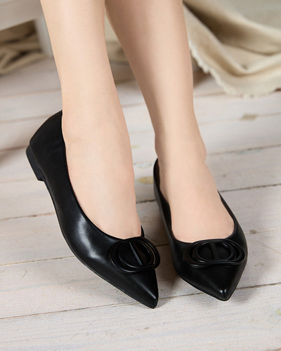 Ballerines pointues noires pour femme avec ornement sur le bout Manico - Footwear