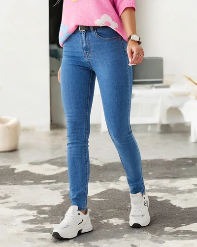 Royalfashion Jeans en coton pour femmes à taille fuselée