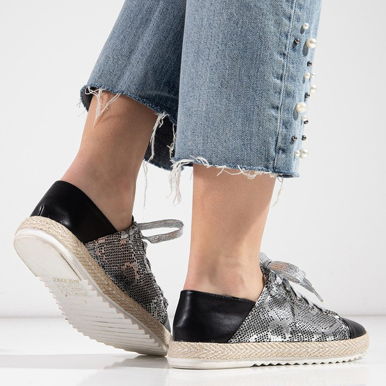 Baskets noires pour femmes à motif peau de serpent 'a'la Nohims - Footwear