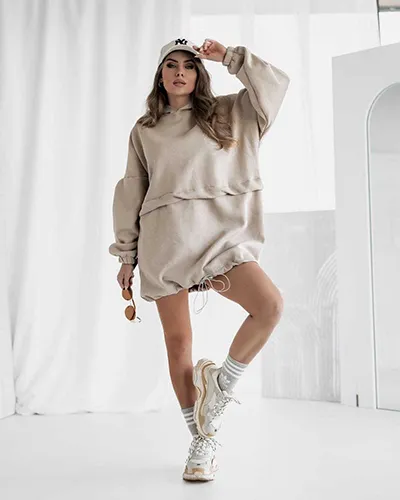 Robe sweat à capuche en coton pour femmes Royalfashion