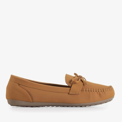 OUTLET Mocassins pour femmes avec nœud de couleur camel Letisa - Chaussures