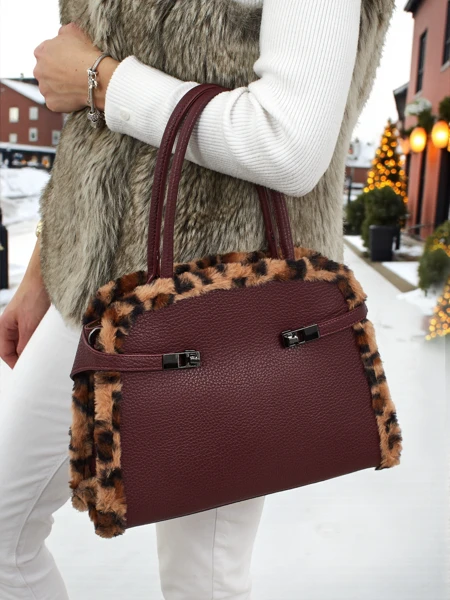 Petit sac à main pour femme en cuir écologique avec motif léopard Panthory