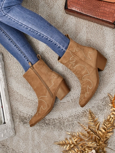 Bottines femme style santiags Velvet Ash – à talons