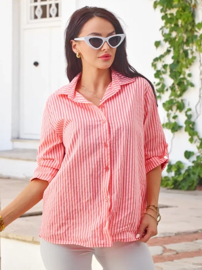 Chemise en coton rayée pour femmes de Royalfashion avec un nœud en bas