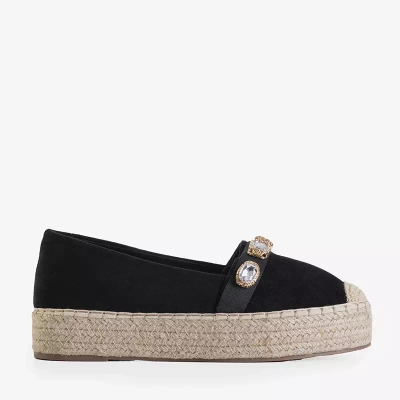 Espadrilles noires pour femmes avec cristaux Fenenna - Chaussures