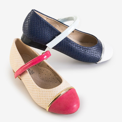 Ballerines filles beiges avec gaufrage animal de Potesa - Chaussures