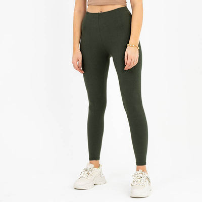 Legging doux couleur unie vert foncé pour femme - Vêtements