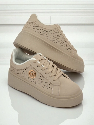 Sneakers plateforme pour femmes Callista Royalfashion écru cuir écologique