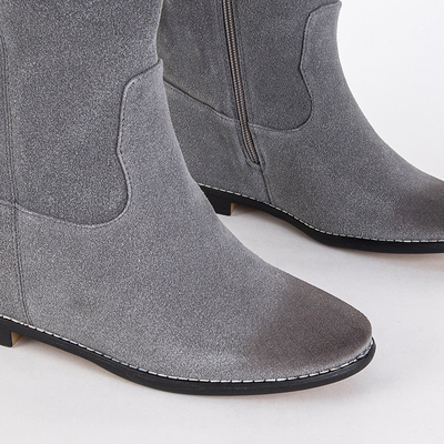 Bottines grises pour femme à talon compensé Hiloumi - Chaussures