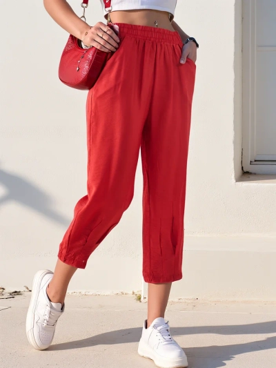 Pantalon droit femme Royalfashion en tissu 7/8