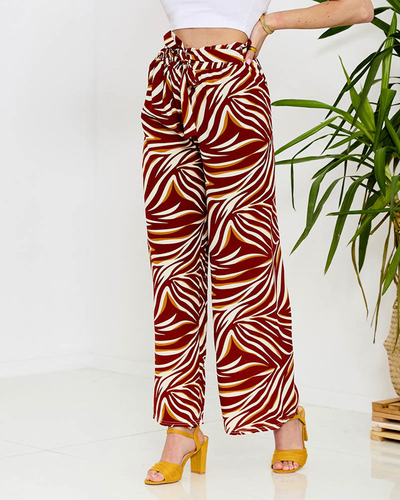 Pantalon palazzo à motifs pour femmes en rouge- Vêtements