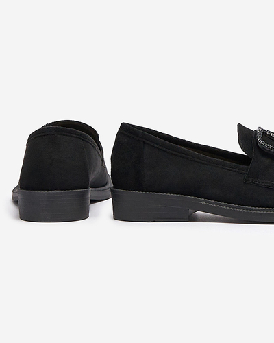 Mocassins noirs pour femmes avec ornement Fogras- Footwear