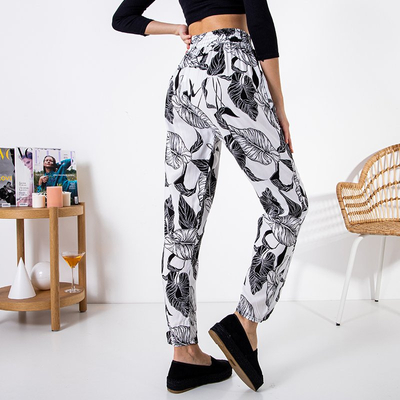 Pantalon blanc femme à motif floral - Vêtements