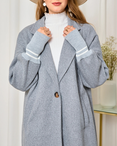 Royalfashion Veste manteau longueur genou pour femme en gris