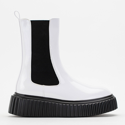 Boots femme laquées blanches Monka - Chaussures