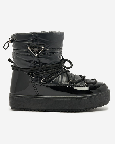 Royalfashion Bottes de neige pour femmes noires à enfiler Galebda