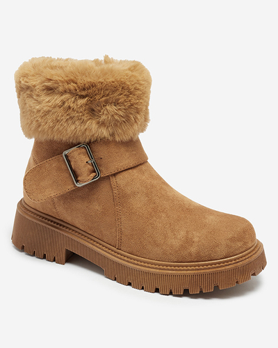 Bottes femme camel isolées à talons plats Zeora - Shoes