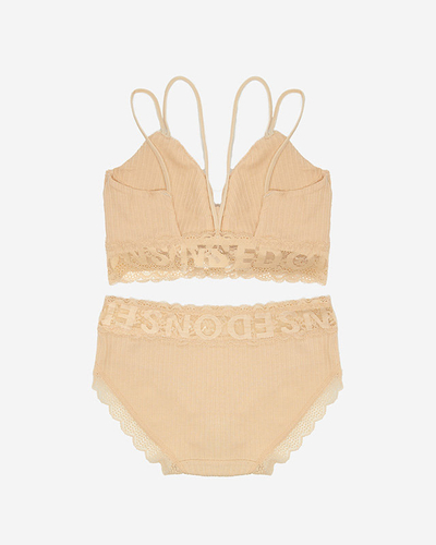 Ensemble lingerie beige femme avec dentelle - Sous-vêtements