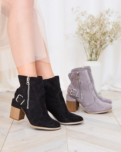Royalfashion Bottes hautes à talon aiguille pour femmes en daim écologique noir Acimra
