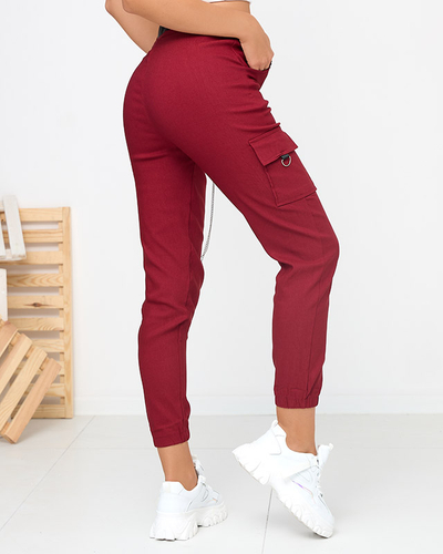 Pantalon cargo isolé bordeaux avec poches - Vêtements