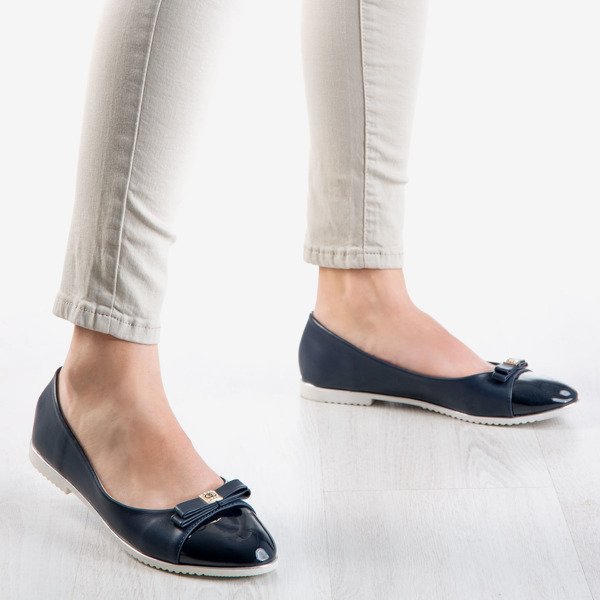 OUTLET Ballerines femme bleu marine avec nœud Regan - Chaussures