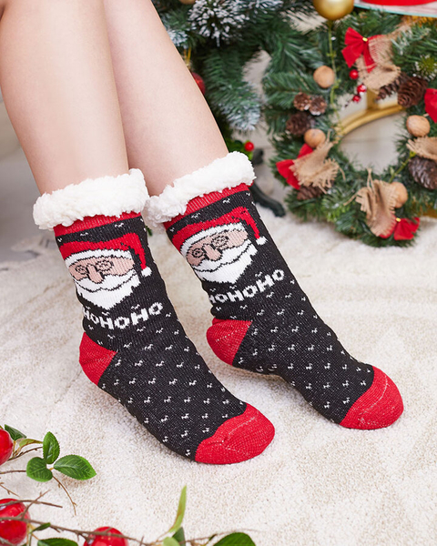 Chaussettes pour femmes rouges avec motif de Noël - Sous-vêtements