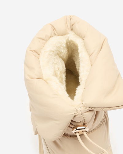 Royalfashion Bottes de neige pour femme à enfiler en beige Sadella