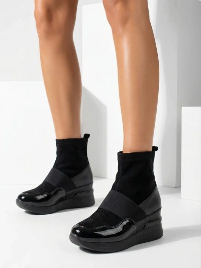 Bottines slip-on femme noires avec embossage Keleda - Chaussures