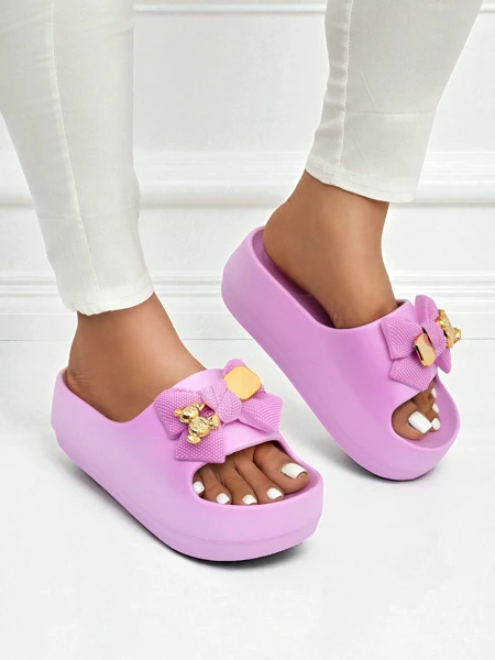 Royalfashion Tongs en caoutchouc pour femme avec nœud décoratif Alday