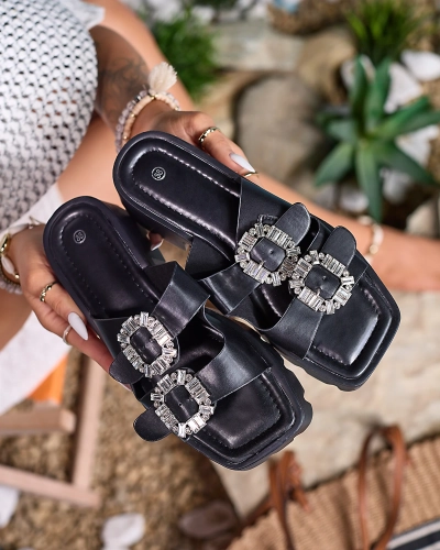 Royalfashion Tongs à talon Tireta embellies pour femme