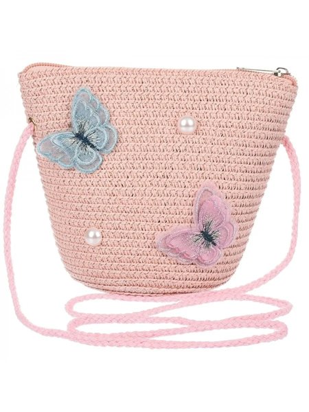 Royalfashion Petit sac en paille pour enfants Papillon Paille