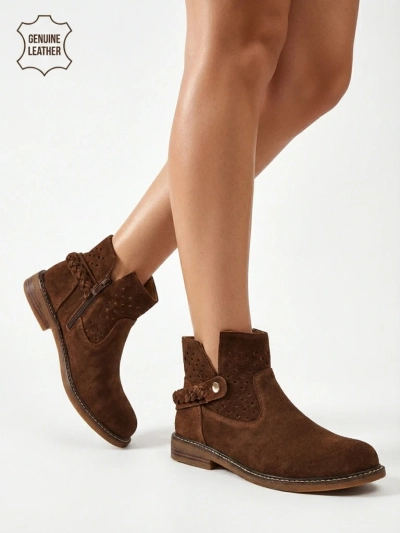 Bottines ajourées pour femmes en cuir naturel Unimi