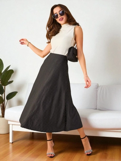 Jupe midi pour femmes de Royalfashion Jupe midi pour femmes en tissu doux. Le modèle est orné de sequins partout. Une base idéale pour de nombreux looks uniques! REMARQUE: Précision de la mesure (+/-) 1 cm. 87654321 <p>Dimensions mesuré