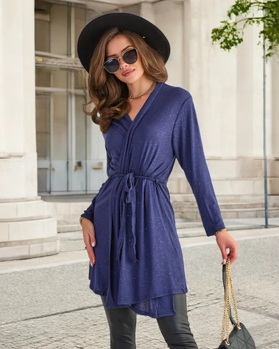 Cardigan femme bleu marine noué - Vêtements