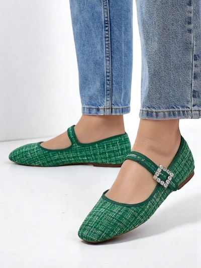 Royalfashion Ballerines à carreaux pour femmes avec boucle et strap Riffos