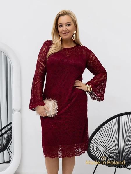 Robe midi en dentelle pour femmes à manches larges Kiss Star
