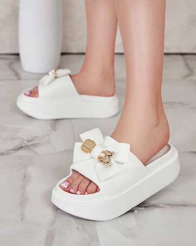 Royalfashion Tongs en caoutchouc pour femme avec nœud décoratif Apis