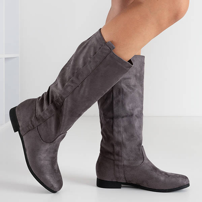 Bottes à talons plats pour femmes grises Melano - Chaussures