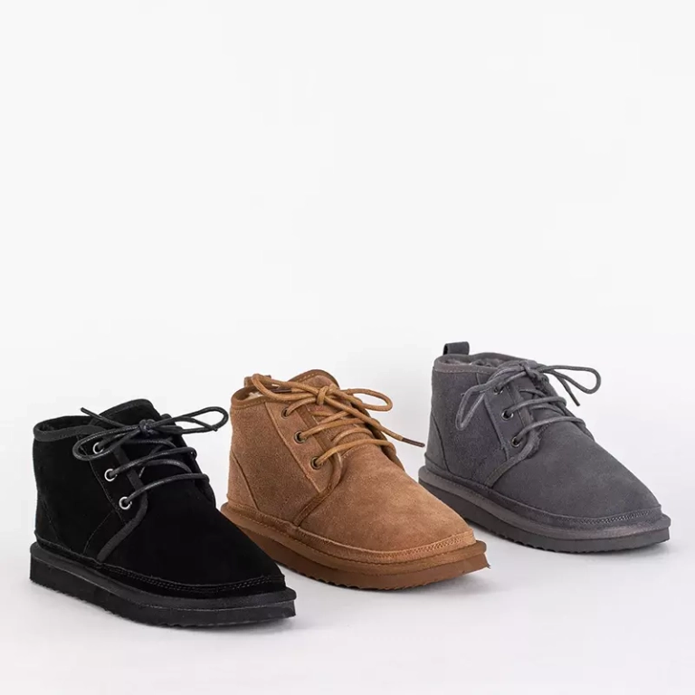 Bottes de neige femme noires nouées avec fourrure Miusho - Chaussures