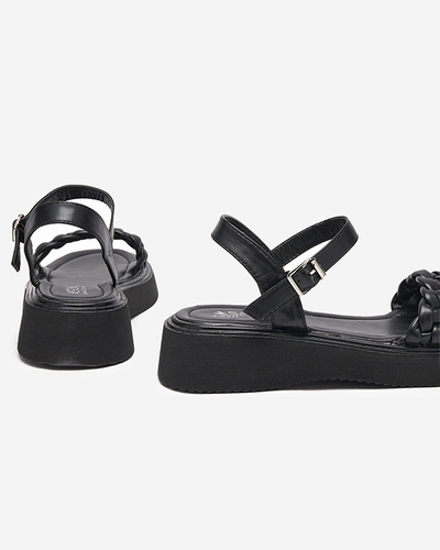 OUTLET Sandales noires pour dames sur une semelle plus épaisse Usinos- Footwear