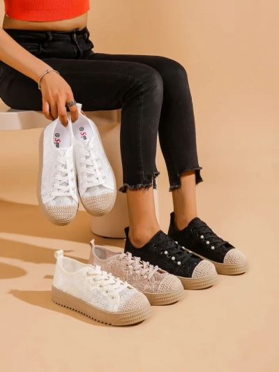 Baskets en dentelle pour femmes Royalfashion avec sequins Nille