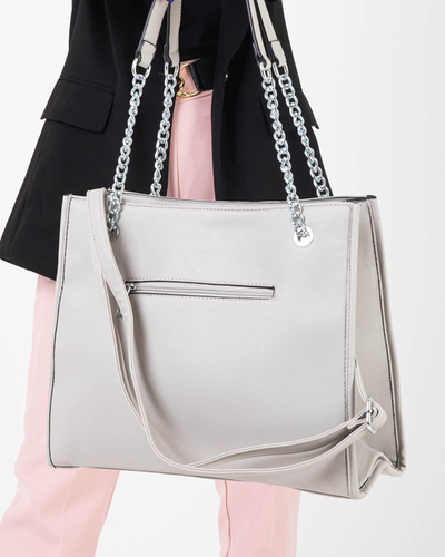 Sac à main élégant pour femme gris avec poignées sur les chaînes - Accessoires