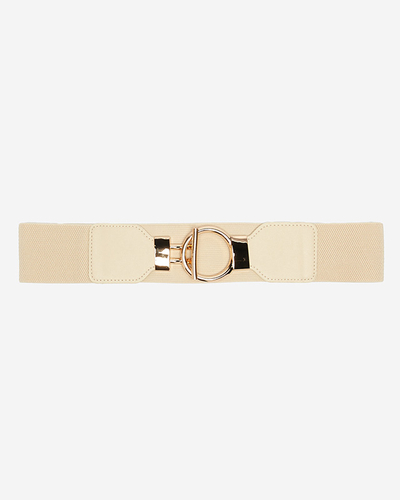 Ceinture élastique avec grande boucle beige dorée - Accessoires