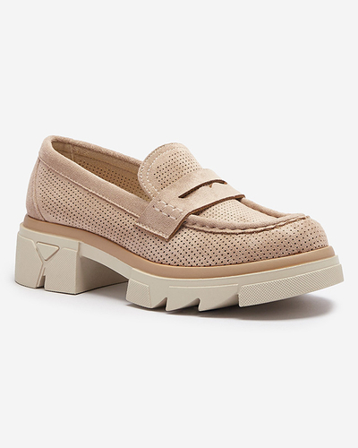 Mocassins ajourés pour femmes, marron clair, sur une semelle solide Ejina - Footwear