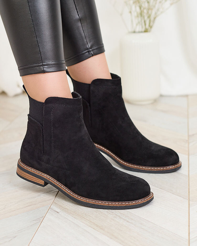Royalfashion Noir femmes eco-suede Veysi bottes a'la sztyblettes