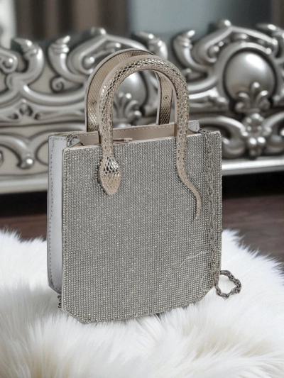 Royalfashion Pochette pour femme avec zircons et anses serpent Snake Glam
