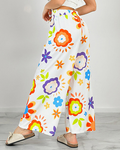 Royalfashion Pantalon large en tissu floral pour femme